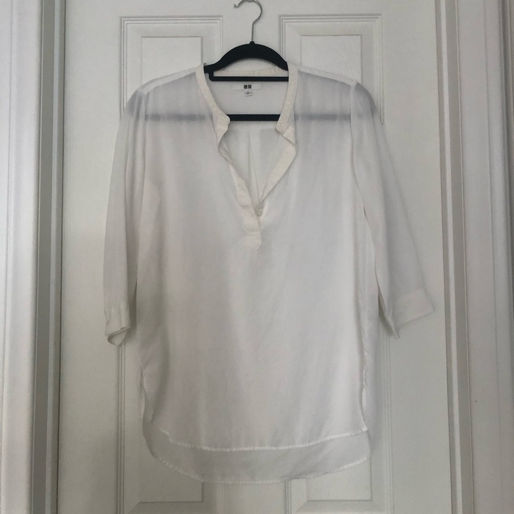 Uniqlo Half Button V-neck Blouse